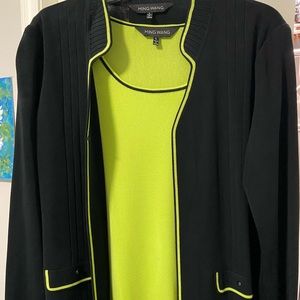 MING WANG BLACK & LIME jACKET & TANK SET  Size L